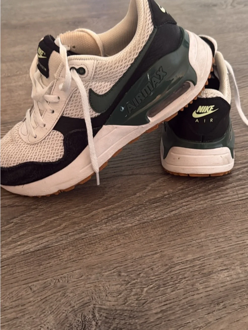 Nike Kids White Black Green Air Max Sneakers